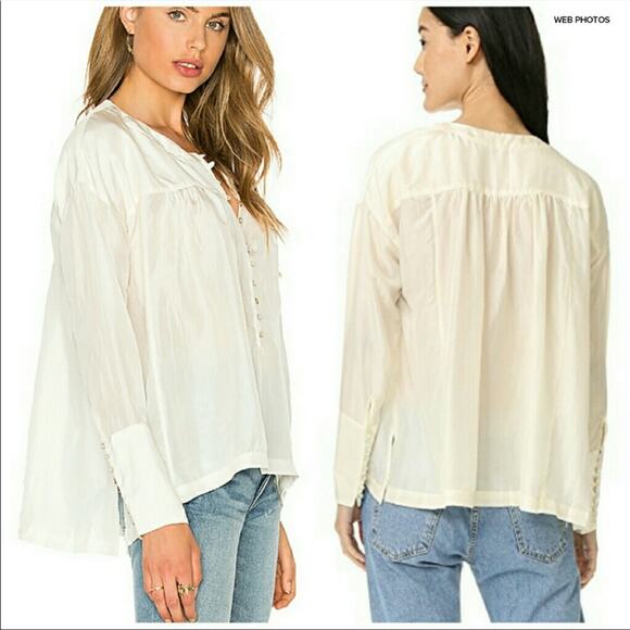 Free People NWT XS Live to Tell silk cream poet blouse - Picture 1 of 9